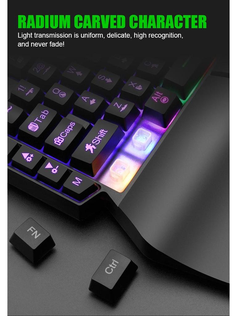 Tastatură de gaming luminoasă cu o singură mână Limei GK103S și Convertor pentru telefon