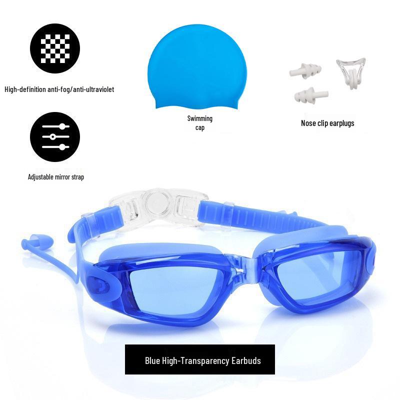 Professional Adult Racing Swim Set: Anti-Fog Silicone Goggles with Plated Waterproof Glasses