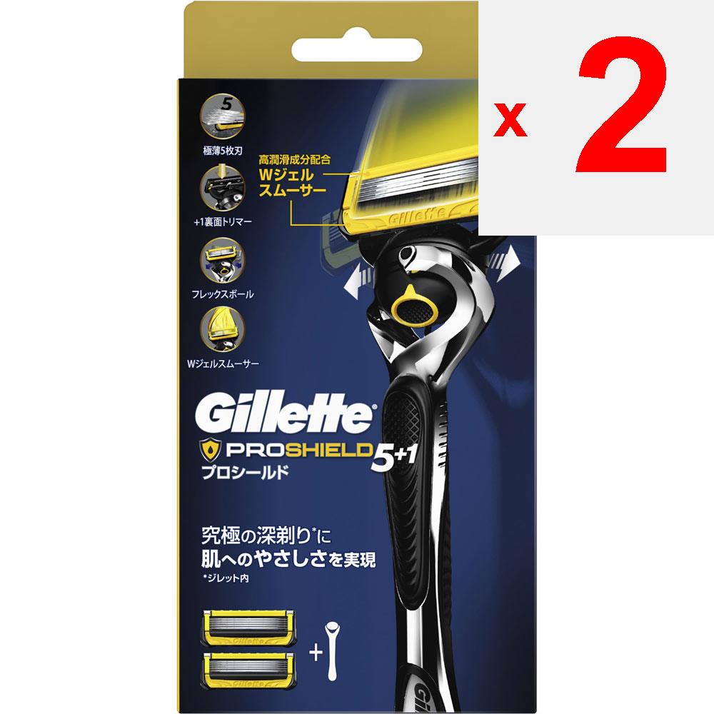P&G Japan Gillette Proshield Manual Holder with 2 Spare Blades Holder for Men Razors for Men Holder for Men