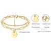 18K Gold Plated Stainless Steel Bracelet - Double Layer Paperclip & Beaded Chain with 26 Letter Pendant for Women