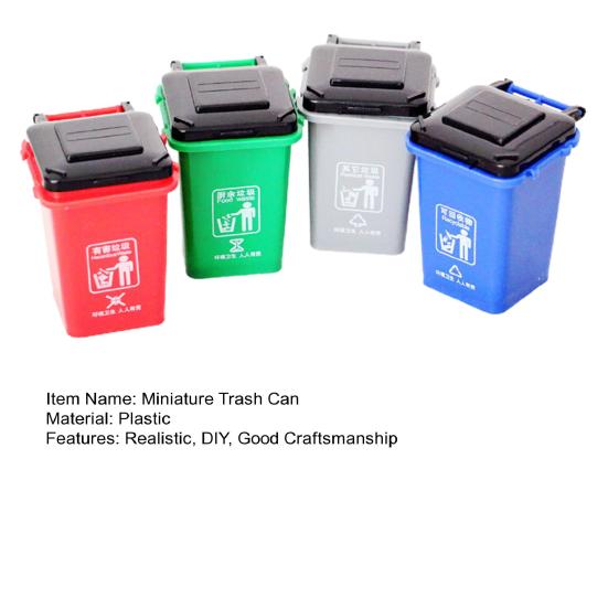 4Pcs Miniature Trash Cans Realistic DIY High Simulation Pretend Play Toys