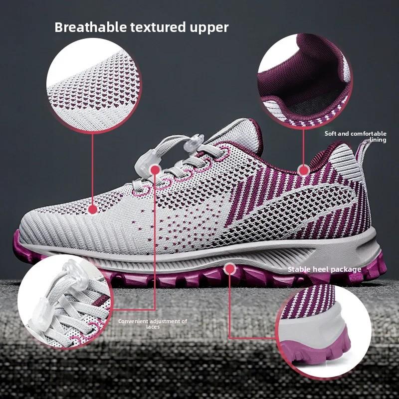Women's Soft Bottom Running Shoes Breathable Sports Shoes Couple's Walking Shoes Spring Autumn Season round Toe Mesh Shoes