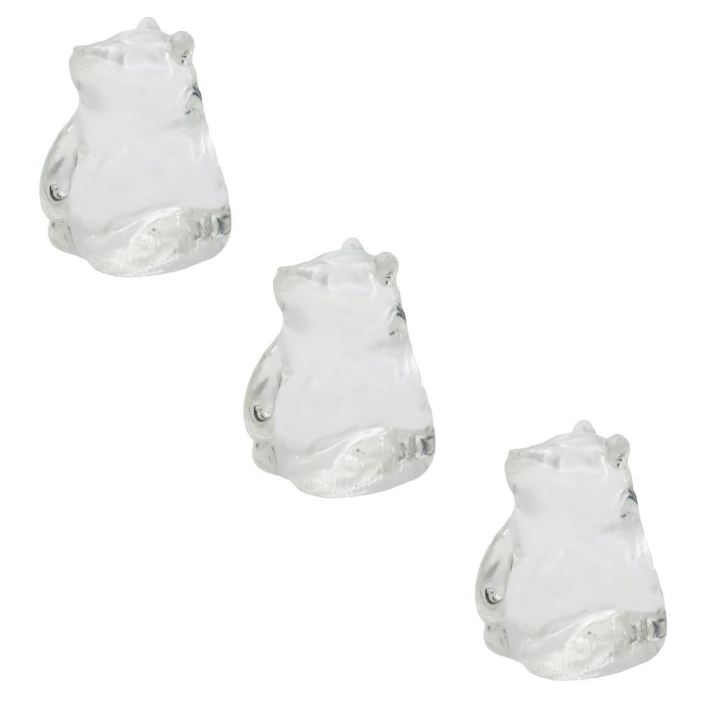 Four Cart Cute Handmade Glass Craft "Sitting Bear" x 3-Piece Set