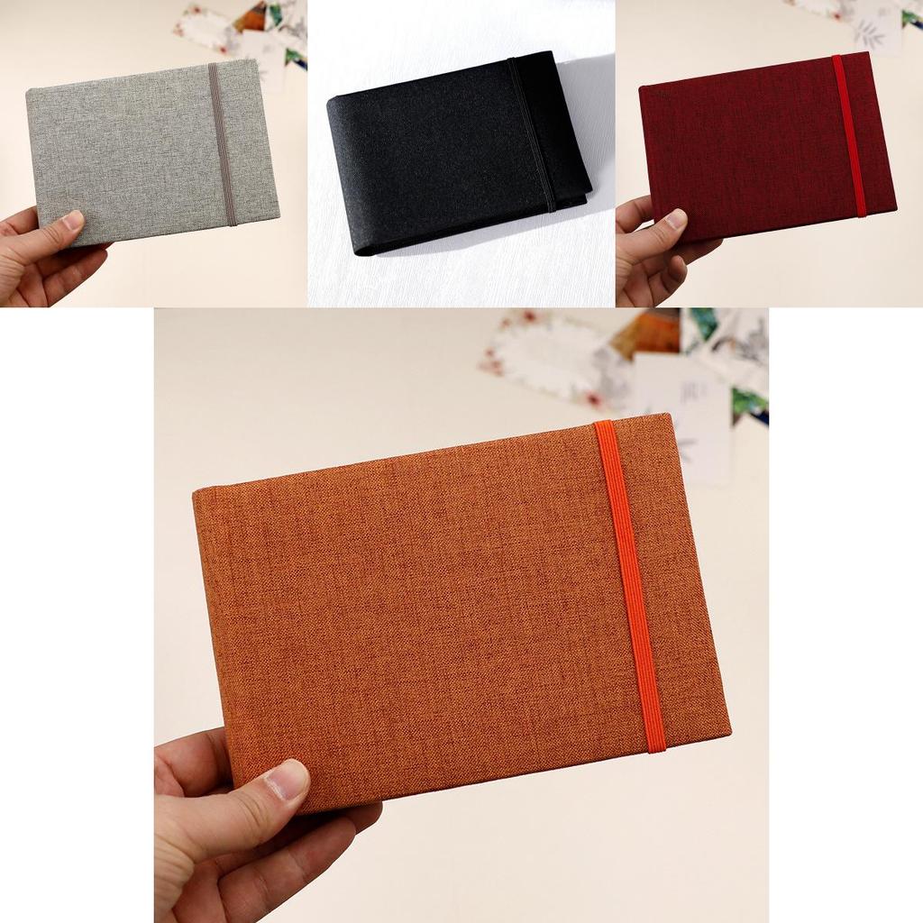 Traditional Cloth Cover Photo Album With Elastic String Storage For Family And Event Memories