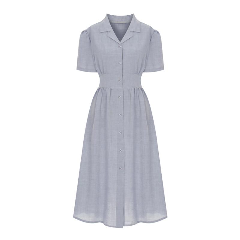 Sally Back Ribbon Shirred Collar Dress_I5B-Cop040