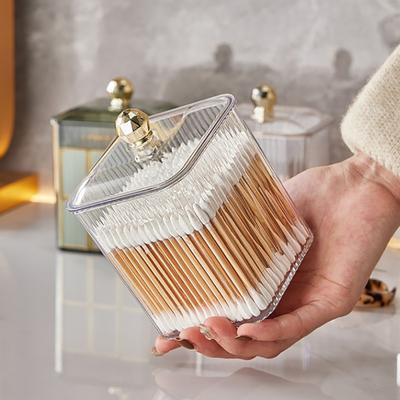 Cutie transparentă de depozitare din bumbac, organizator de ruj pentru machiaj și birou, cu capac, rezistent la praf, cutie de bijuterii pentru baie, cu tampon