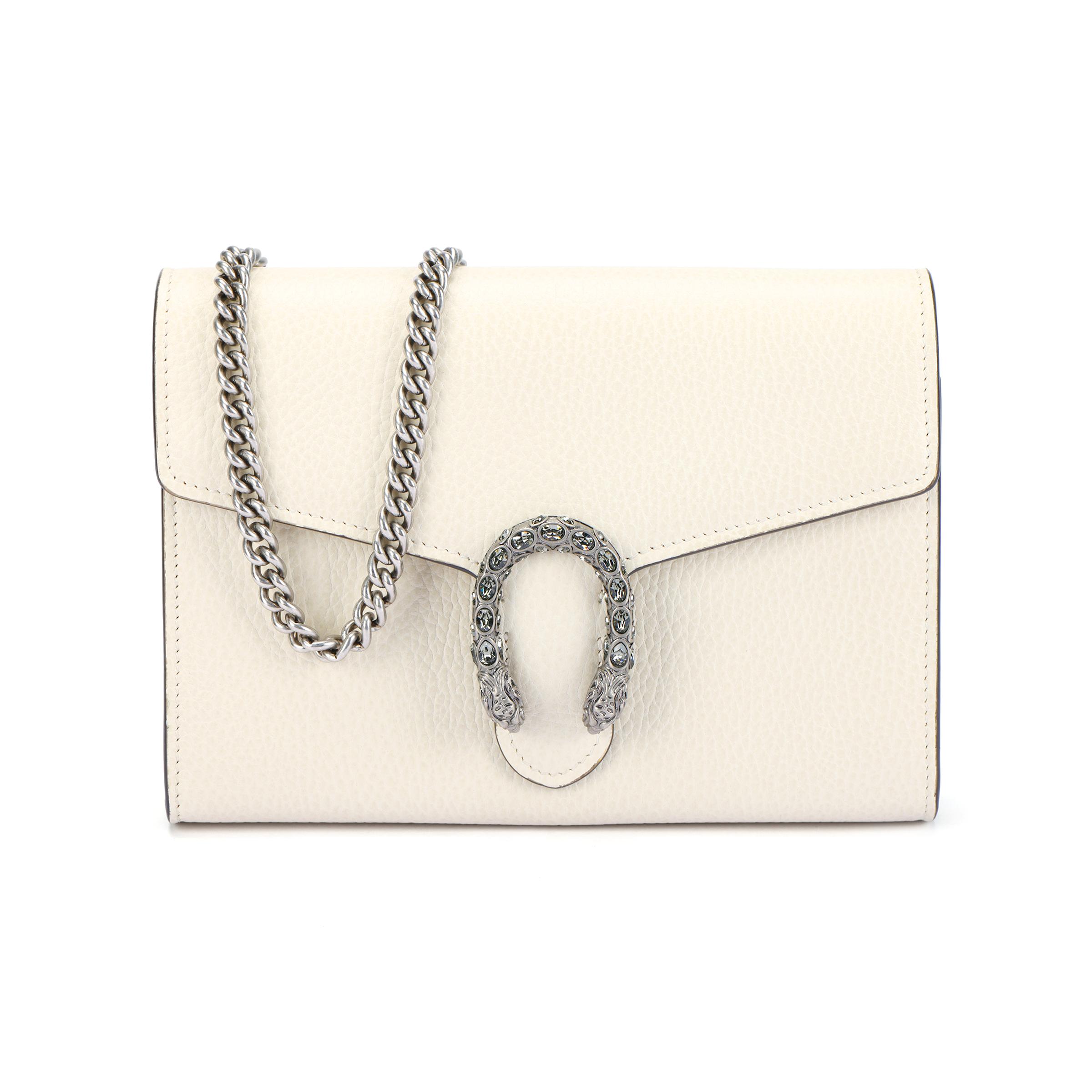 

Gucci Dionysus Tiger Head Buckle Chain Leather Wallet Messenger Bag Mini Female White Basic+Dust Bag білий