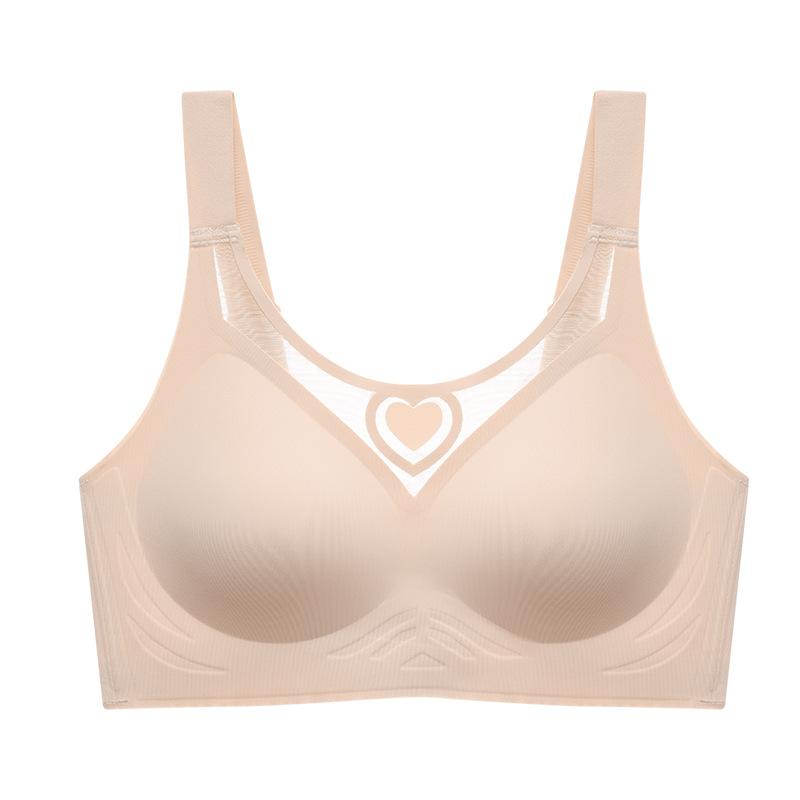 

Бесшовное нижнее белье женское тонкое стильное летнее бюстгальтер без стальных колец спортивный бюстгальтер большого размера 5XL бежевый