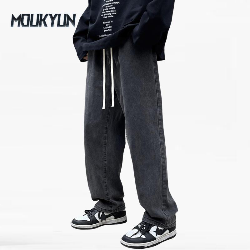 

Вуличний одяг Мішкуваті джинси Чоловічі Корейський стиль Мода Вільні Прямі Широкі штани Чоловічий брендовий одяг Чорний Світло-блакитний XXXL