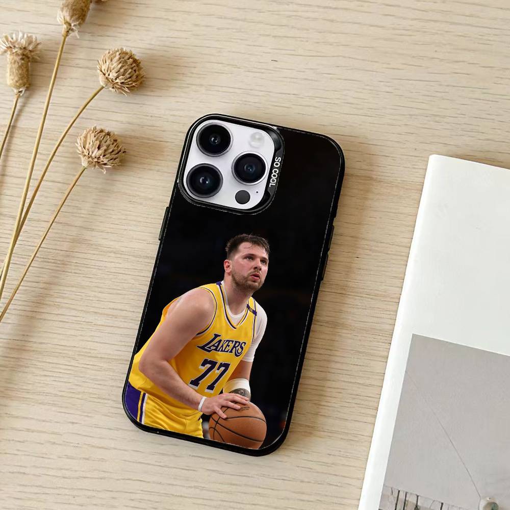 basketball Luka Doncic 77 Phone Case For iPhone 17,16,15,14,13,12,11,Pro Max,Plus Candy Silver Cover iPhone15promax