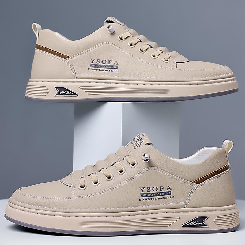 Spring Genuine Leather Men Shoes Luxury Brand Casual Shoes Lace Up Mens Sneakers Italian Breathable Tenis Sport Skateboard Shoes