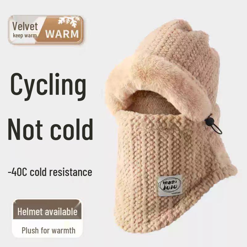 Men's Winter Windproof Cycling Hat with Warm Mask, Earmuffs, and Neck Cover - Thick Cotton Lei Feng Style