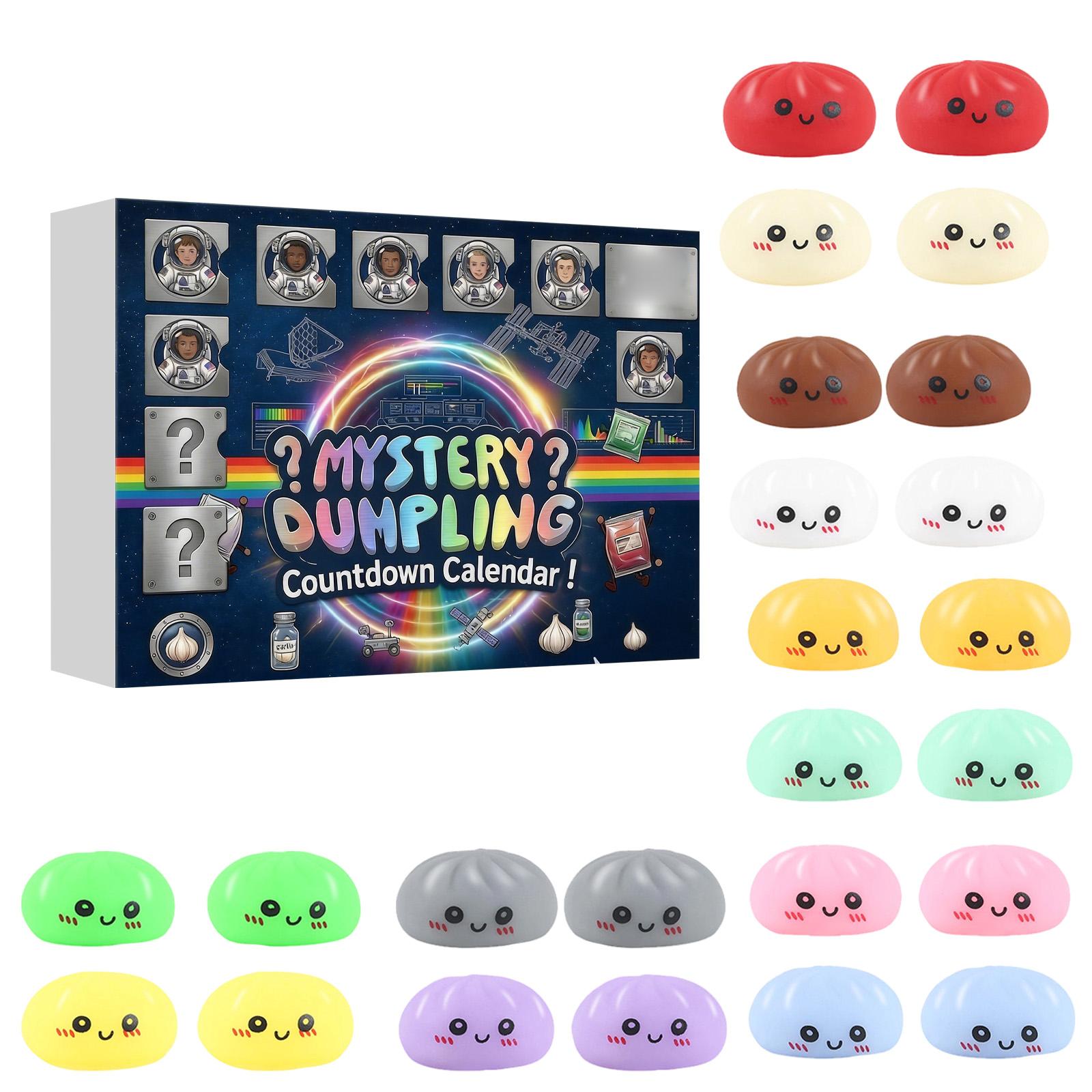 

Countdown Calendar Dumpling Squishy Toy Set Soft Slow Rising Stress Relief Sensory Fidget Collection for Kids and Adults One Size