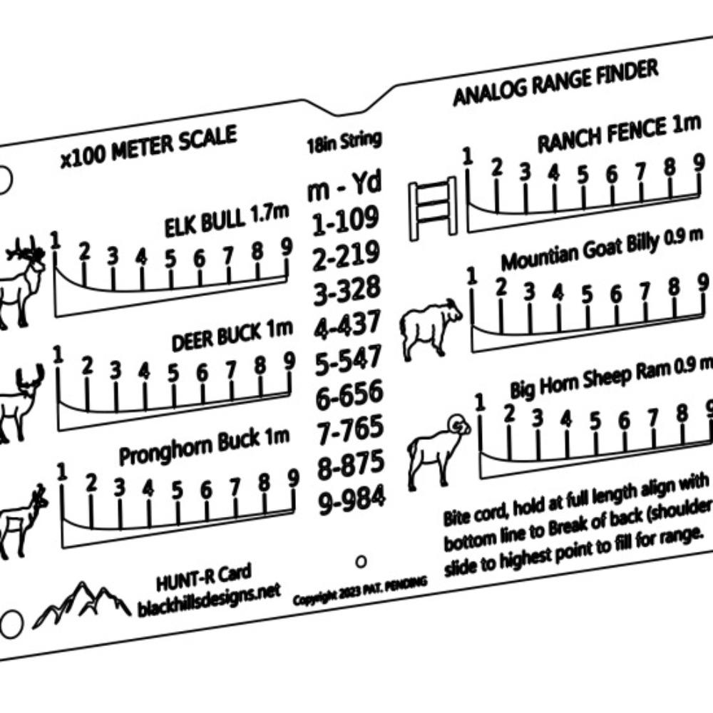 Hunting Ruler Range Finder Card Square Auxiliary Rangefinder for Outdoor Hunting Supplies