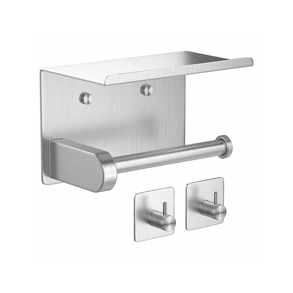 

Stainless Steel Toilet Paper Holder Polished Wall-mounted Dual Layer Home Bathroom Office Building Tissues Stand Bracket Rack silver