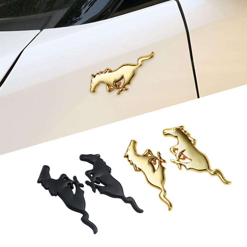 2PCS Mustang Badge Running Horse Sticker For Ford Focus Fiesta Mondeo Kuga Edge Shelby ST MK5 MK7 MK3 Car Body Emblem Decoration GMSBD1