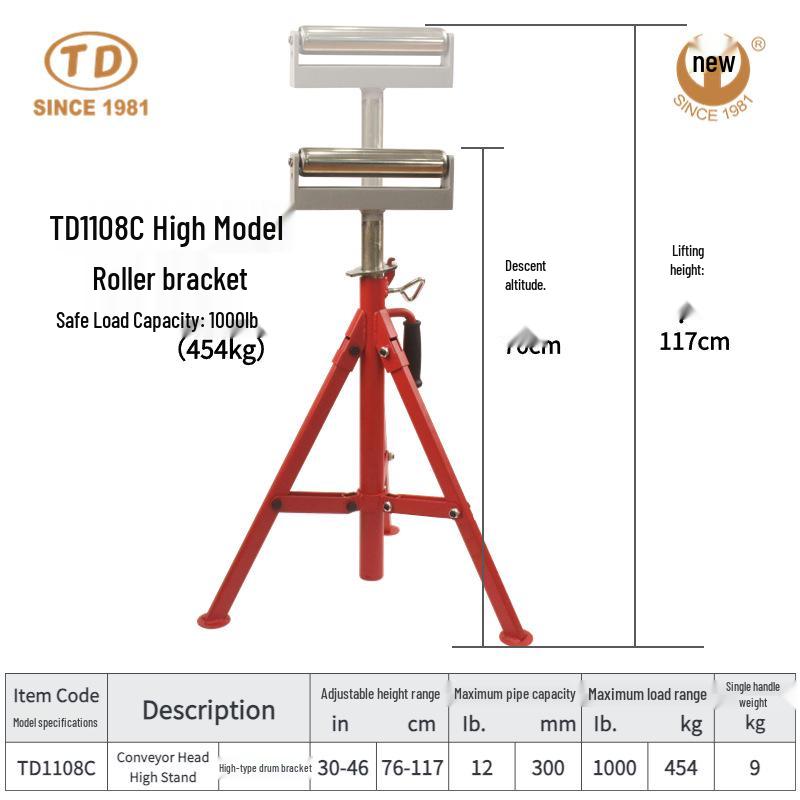 Adjustable Heavy Duty Roller Pipe Support Head