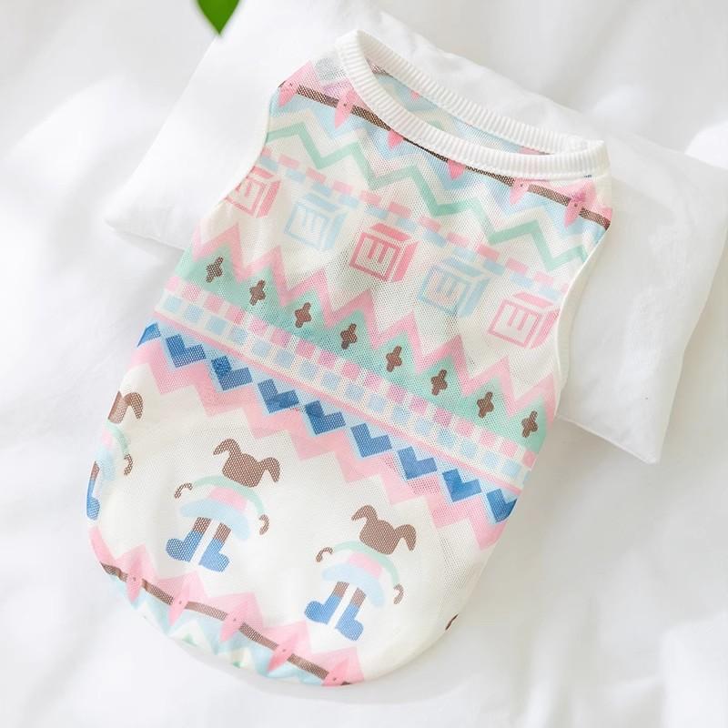 Summer Thin Breathable Golden Retriever Big Dog Vest Dog Cute Colored Small Animal Printed Mesh Pet Dog Clothes