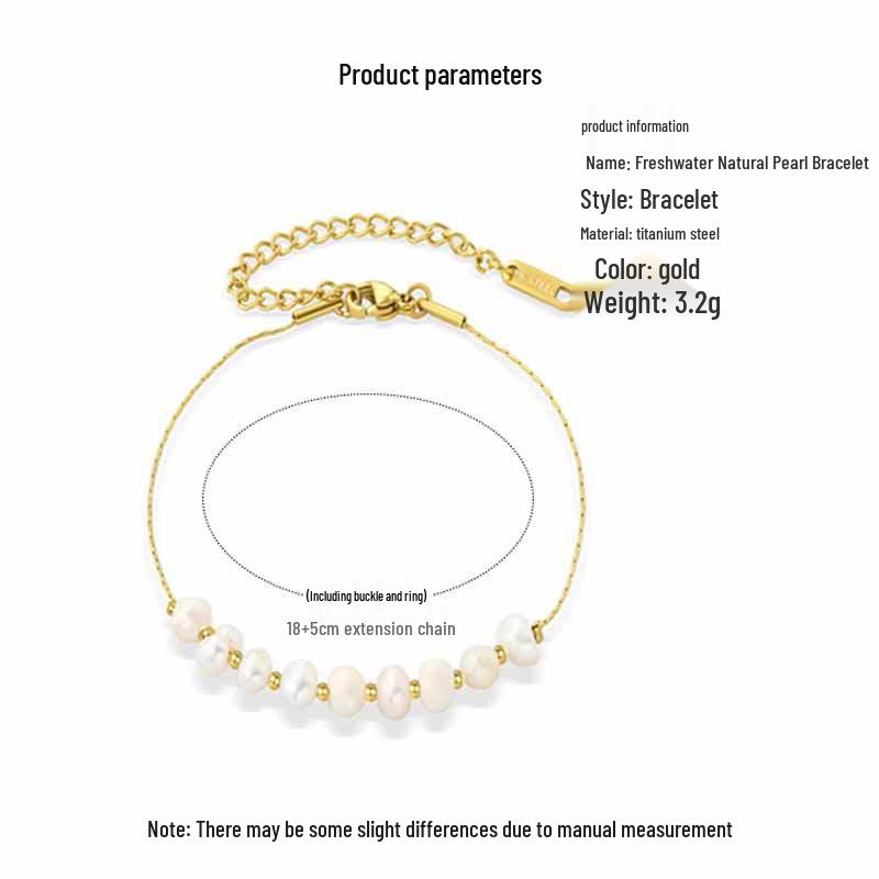 Colorfast Fashion Bracelet: Freshwater Pearl & Gold-Plated Titanium Steel, Light Luxury Design