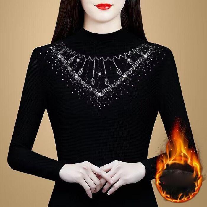 

Утолщенный и теплый флис, новые осенние и зимние модные топы с узкими рюшами, маленькие рубашки, женские базовые рубашки 4XL