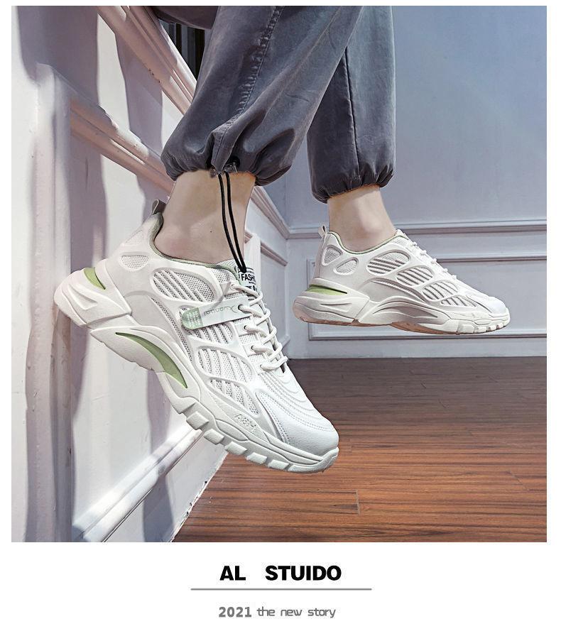 Fashion Casual Sports Shoes Men Autumn Mesh Breathable Thick-soled Small White Shoes with High and Low Help