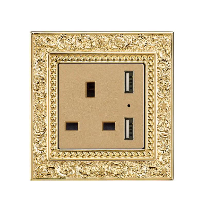 Luxury Vintage Push Button Switch 1/2/3/Gang 2Way,EU France Standard Copper Wall socket,Universal Light Home Switch Power Outlet