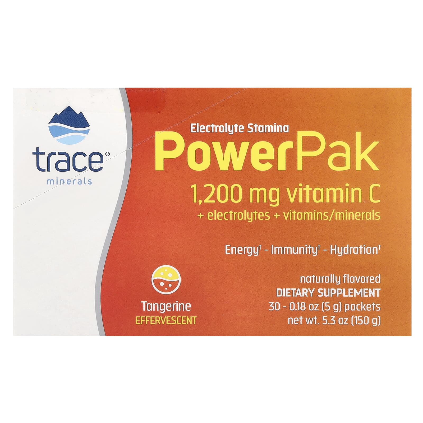 

Trace, Electrolyte Stamina, Power Pak, Tangerine, 1,200 mg, 30 packs, 5.2 g (0.18 oz) each