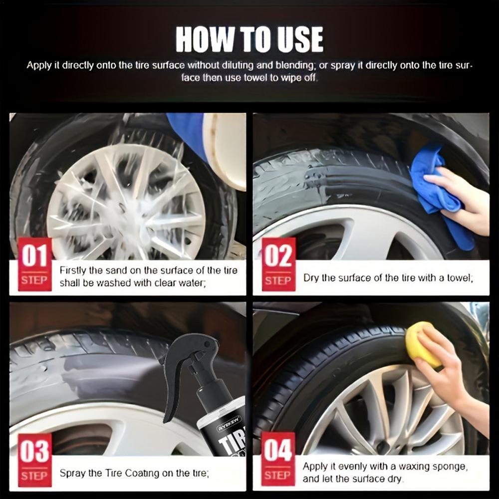Spray Car Wax Tire Shine 3.38oz Waterproof Auto Tire Waxing Refurbishment Spray Tire Polish Wax Coating Agent Prevent Cracks