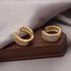 Korean Fashion Zircon Stud Earrings & Hoops - Women's Round Ear Cuffs