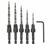 Wolfride Woodworking Drill Bit Countersink Drill Hex Countersink Drill HSS Drill Hole Chamfer DIY Includes Wrench 5-Piece Set, Bit, Shank, Set, Bits,