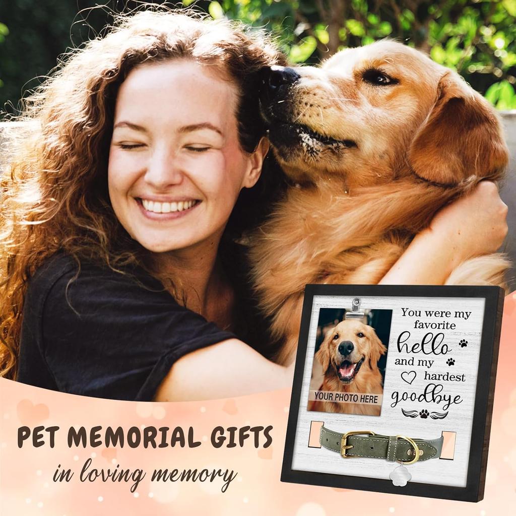 Pet Loss Gift, Memorial Sympathy Gifts for Loss of Dog, Pet Memorial Frame with Collar Holder, Cat Memorial Gift, My Hardest Goodbye