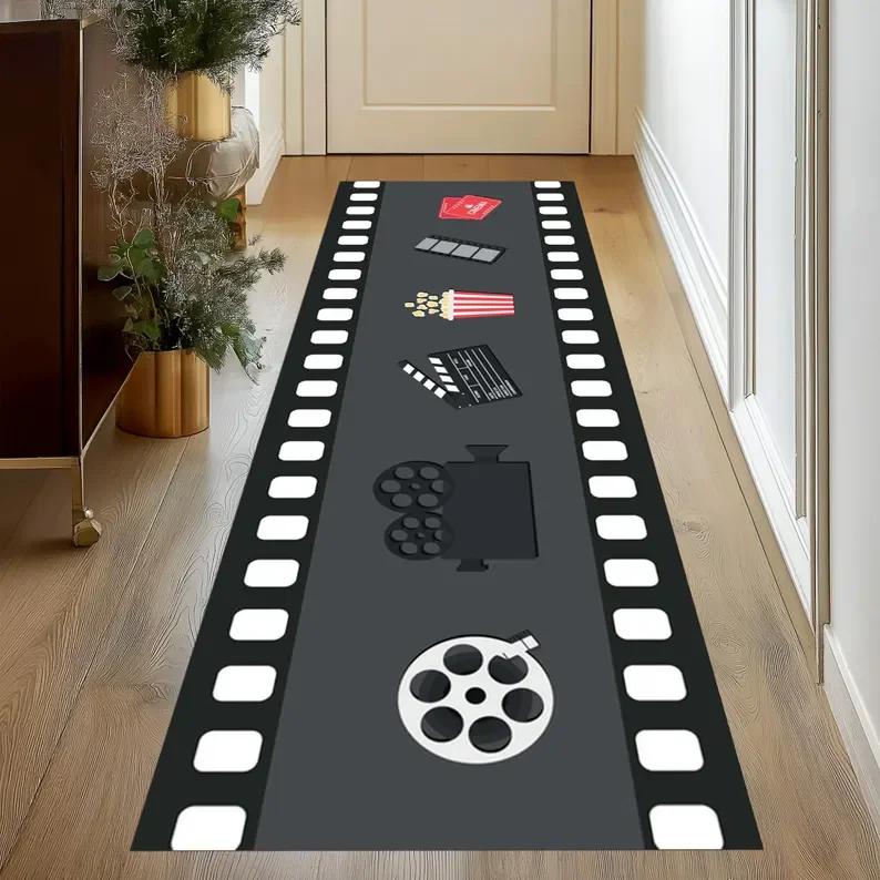 Filmspulenmuster Teppich Kino Filmraum Rutschfester Baumwollläufer Heimdekoration Teppiche