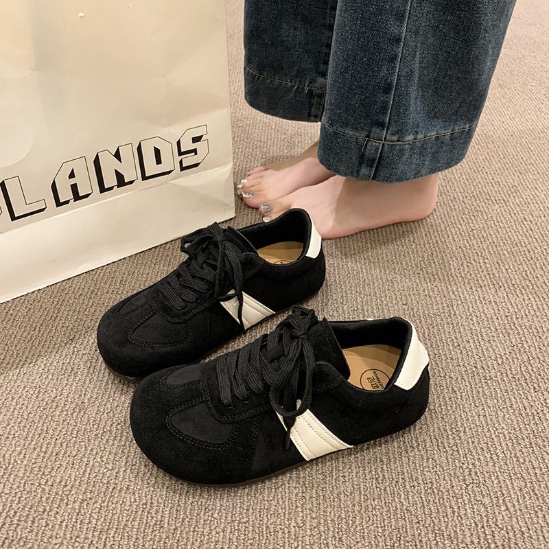 

New fashion lace-up big head casual shoes board shoes inner height increase women 40 чёрный
