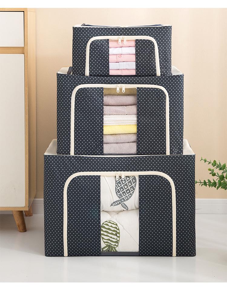 International Oxford Cloth Foldable Storage Box with Steel Frame - Ideal for Wardrobe, Toy Organizer, or Clothes Storage.