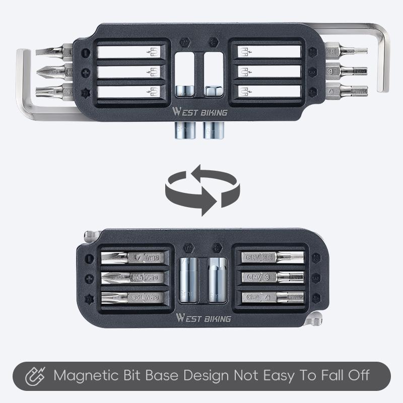 WEST BIKING 10-in-1 Multi Bicycle Tools CRV Steel Bike Repair Kit Portable Hex Wrench Screwdriver Bit Tools Cycling Accessories