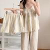 1Set Sling Pajamas Women's Sleeveless Summer Homewear Tie-dye with Chest Pad