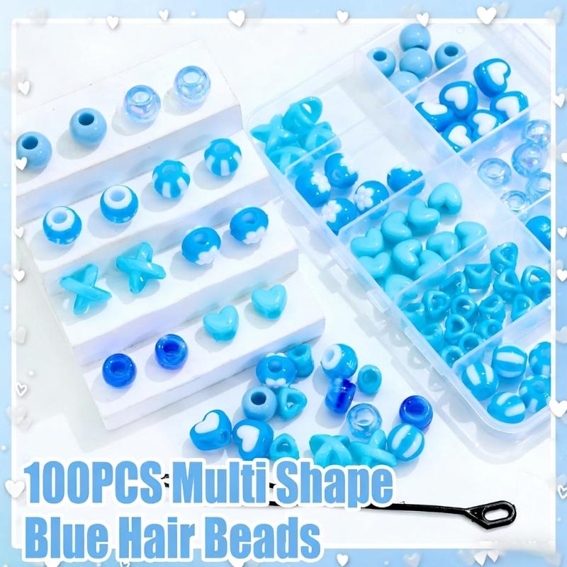 Creative Kids Hair Accessories Set Including 100 Assorted Acrylic Beads And Insertion Tool For Fun Styling