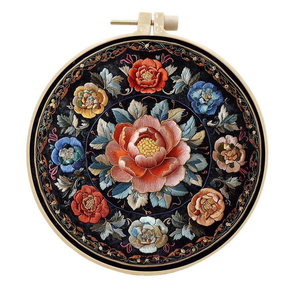 1pc Floral Embroidery DIY Fabric Craft Kit with Tools