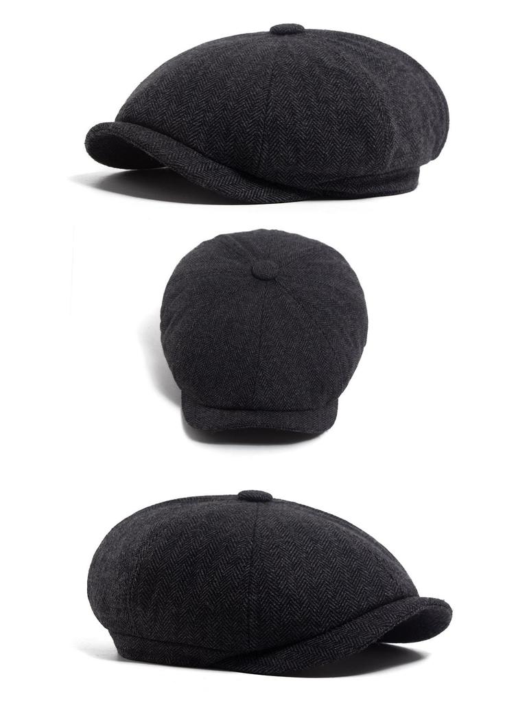 Men's Wool Felt Newsboy Cap: Herringbone Octagonal Beret for Fall/Winter