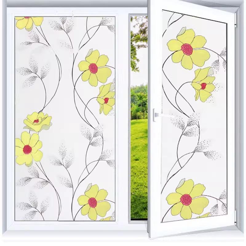 

Полупрозрачная Непрозрачная Ванная Ванная Дверь Антибликовая Конфиденциальность Наклейка на Окно two golden flowers