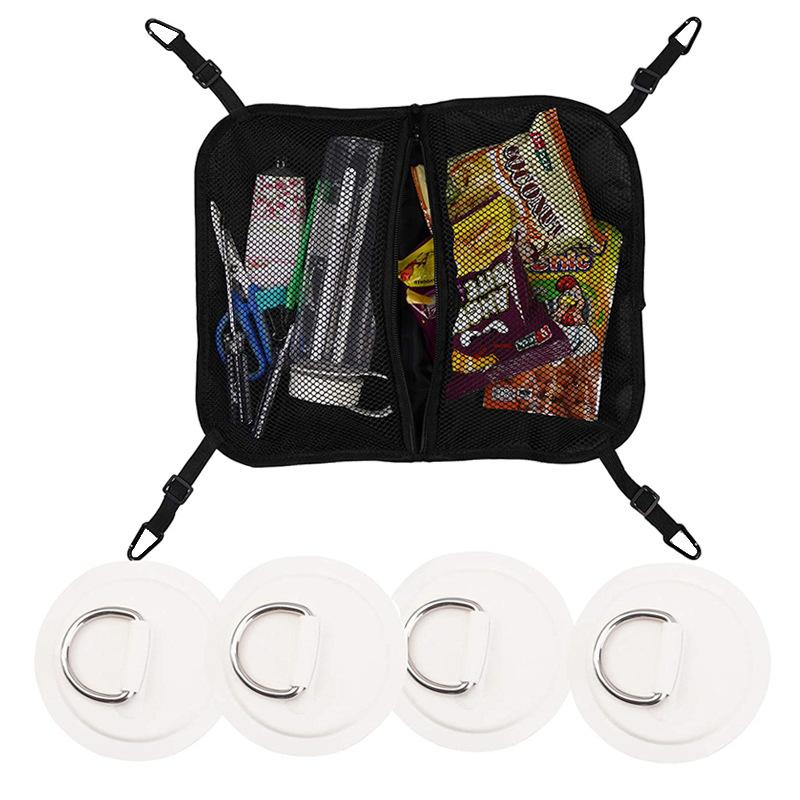 Surfboard Storage Mesh Bag Kayak Stand Up Paddle Board Mesh Deck Bag Sup Paddleboard Bags Storage Organizer with 4 Suction Cups