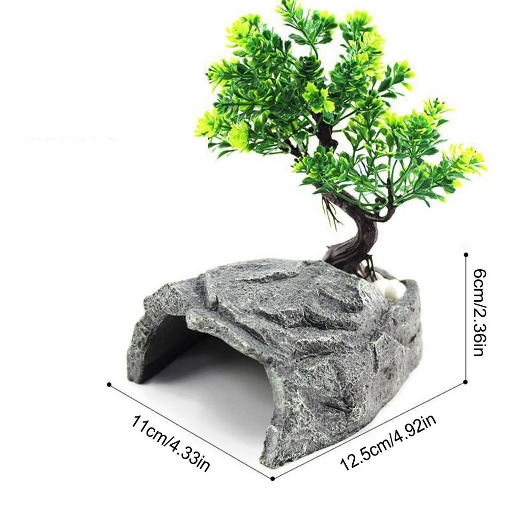 Reptile Cave Resin Rock Shelter House Reptile House For Lizards Bearded Dragon Snake Basking Terrarium Fish Tank