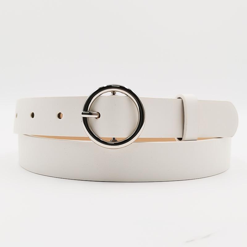 All-match Round Buckle Women's PU Belt Simple and Fashionable Jeans Belt New Student Belt