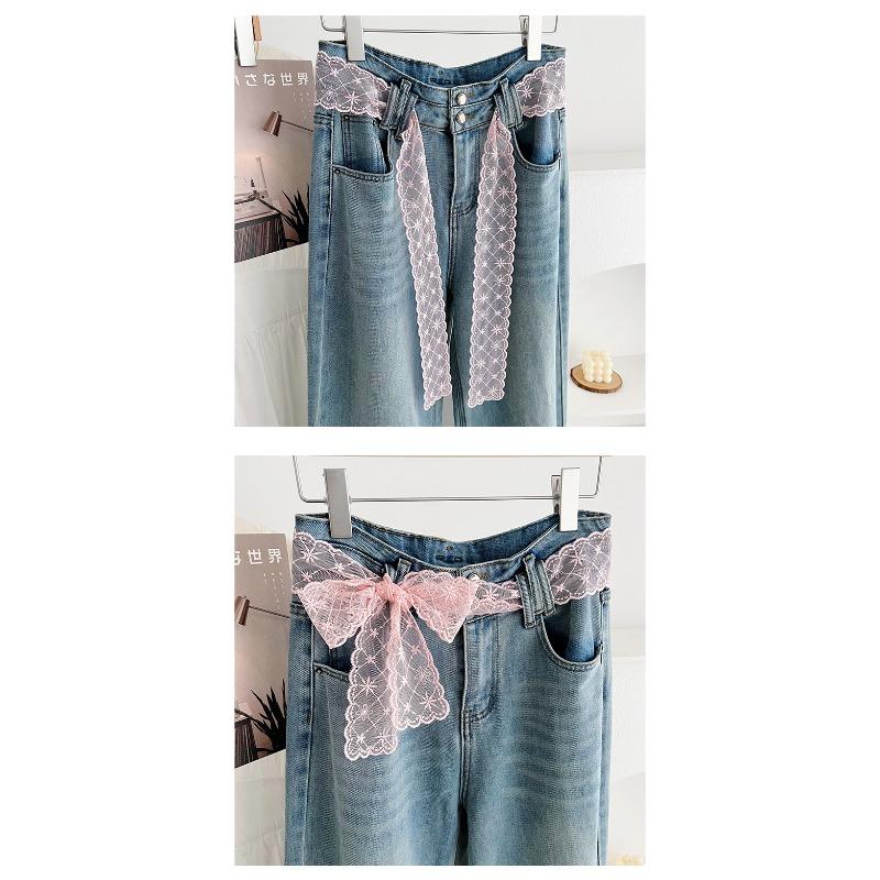 Women Korean Style Long Lace Scarf Multifunctional Decorative Waist Belt Hair Band
