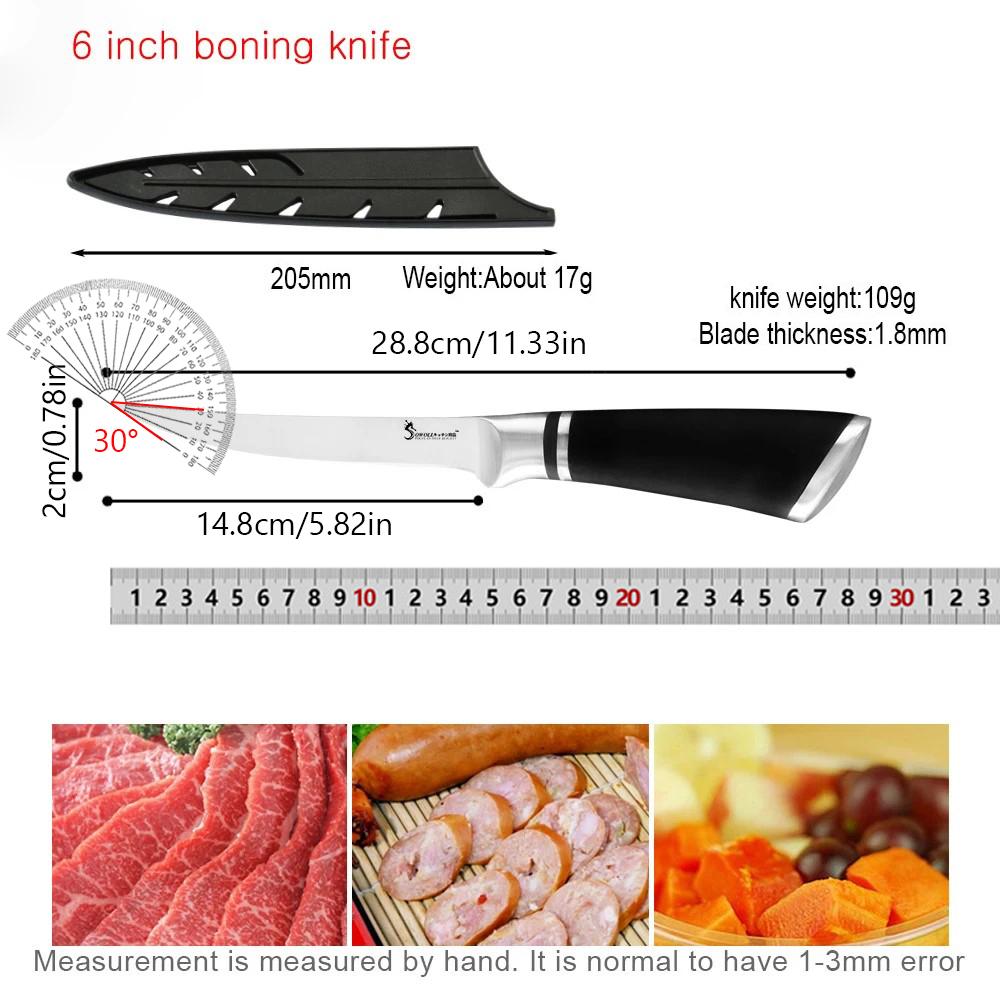 Kitchen Knife 6inch Stainless Steel Boning Knife Meat Cleaver Butcher Knife with Sheath Fish Sushi Knife Cooking Cutter
