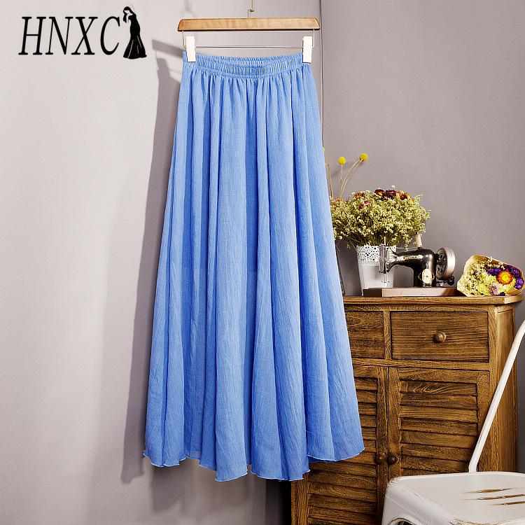 HNXC Women's Fashion Casual Solid Color Print Summer Spring Skirt