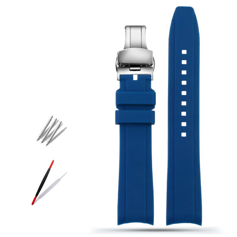20mm 22mm Curved End Rubber Watchband For Casio Swordfish Seiko Tissot Omega Waterproof Silicone Sport Watch Band Bracelet Strap