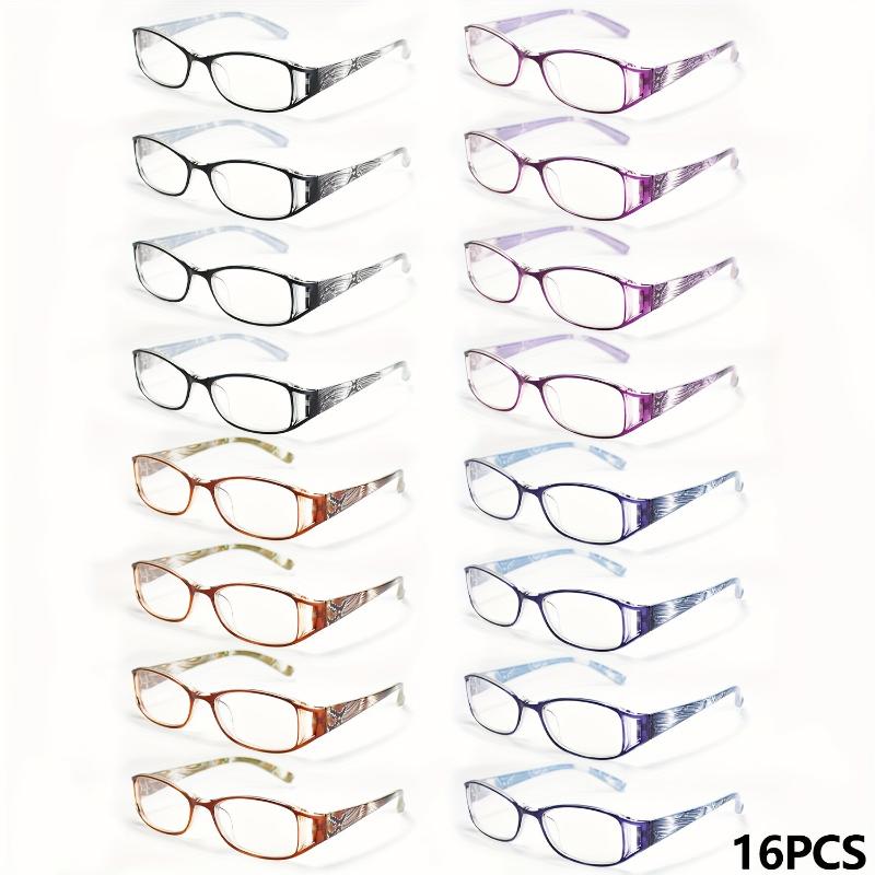 

16Pcs Fashionable Striped Frame Reading Glasses High-Definition Lenses Ladies Elegant Reading Glasses Comfortable Wearing +4.0