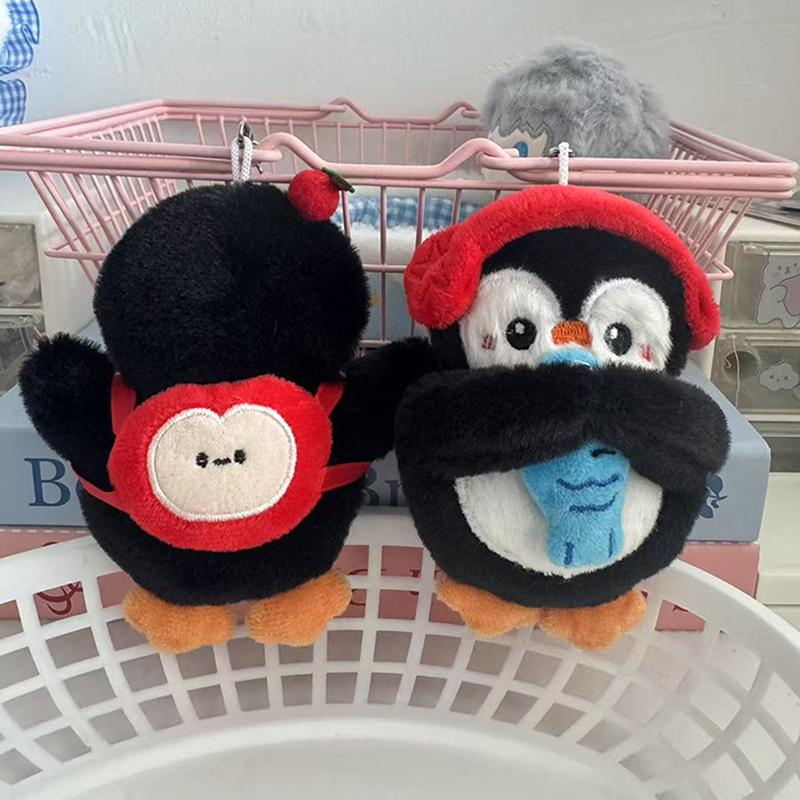 Penguin Plush Toy Keychain Cartoon Backpack Penguin Soft Stuffed Doll Pendant Car Key Ring Backpack Bag Decor Kid Gift