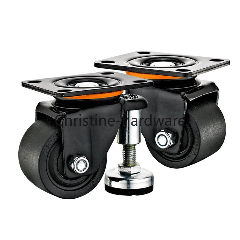 2.5"/3" Heavy Duty Leveling Caster 60F/80F - Low Center Gravity Swivel Castor Wheel with Support Leg for Machinery